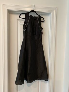 ALFRED SUNG Black Sleeveless Midi A-Line Dress structured 4 NWOT